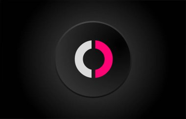 Alfabe harfi o siyah daire pembe beyaz logo simgesi tasarımı