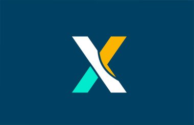 Şirket simgesi için mavi, sarı, yeşil, X harfi alfabesi 