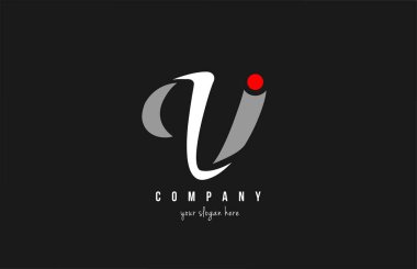 Şirket logosu için siyah beyaz V kırmızı nokta alfabesi harfi
