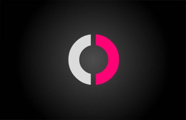 beyaz pembe alfabe harfi o logo simgesi tasarımı