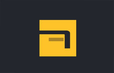 Sarı kare basit harf Şirket günlüğü için mavi logo alfabesi