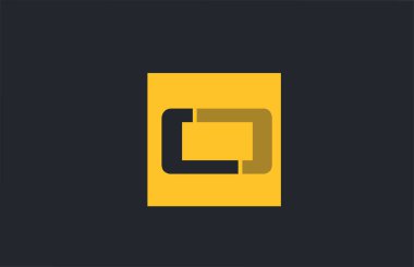 Sarı kare basit harf. Şirket günlüğü için mavi logo alfabesi.