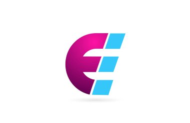 Şirket logo simgesi tasarımı için pembe mavi harfli E logosu alfabesi