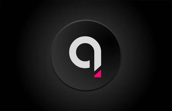 Alfabeto lettera q cerchio nero rosa bianco logo icona design — Vettoriale Stock