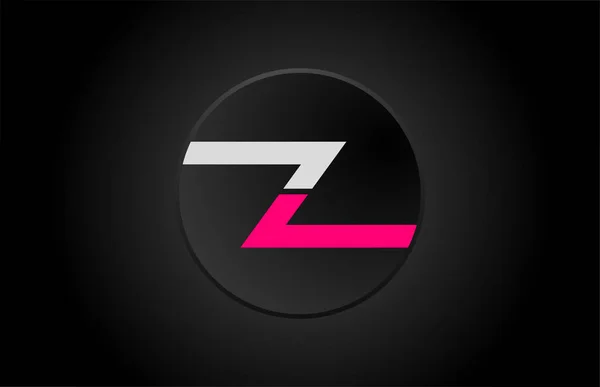Alphabet lettre z cercle noir rose blanc logo icône design — Image vectorielle