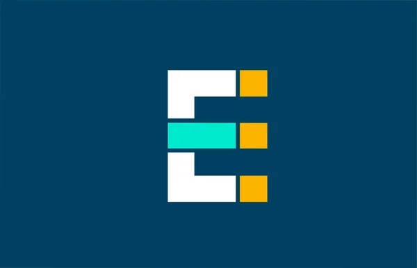 Blau weiß gelb grün e Buchstabe Logo Alphabet für Firmensymbol — Stockvektor