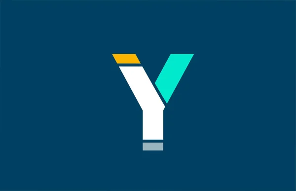 Azul blanco amarillo verde Y letra logotipo alfabeto para el icono de la empresa — Vector de stock