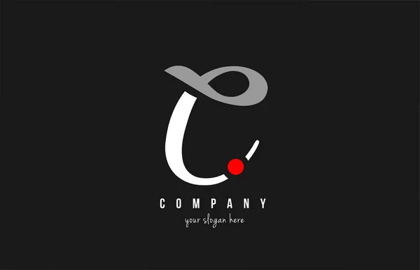 C letra de alfabeto punto rojo en blanco y negro para el logotipo de la empresa ic — Vector de stock