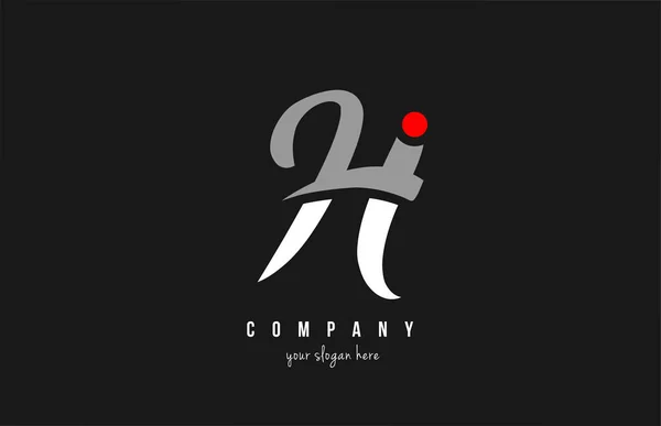 H červená tečka abeceda písmeno v černé a bílé pro logo společnosti — Stockový vektor