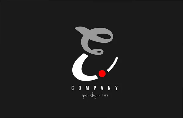 Letra del alfabeto del punto rojo E en blanco y negro para el logotipo de la empresa ic — Vector de stock