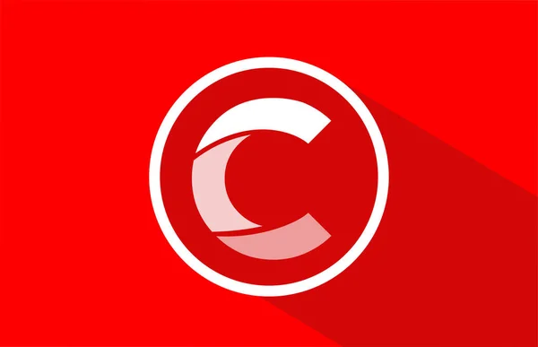 Alfabeto largo de la letra roja de la sombra C para el diseño del icono de la empresa — Archivo Imágenes Vectoriales