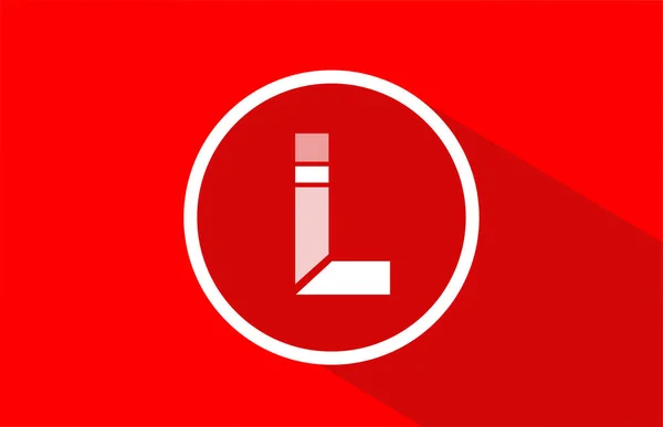 Sombra larga L letra roja logotipo alfabeto para el diseño del icono de la empresa — Archivo Imágenes Vectoriales