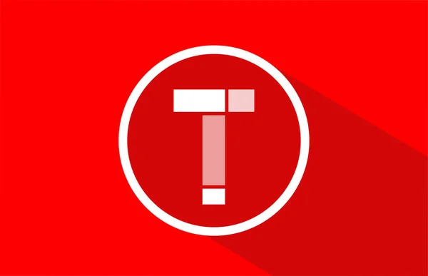 Long shadow T huruf merah alfabet logo untuk desain ikon perusahaan - Stok Vektor