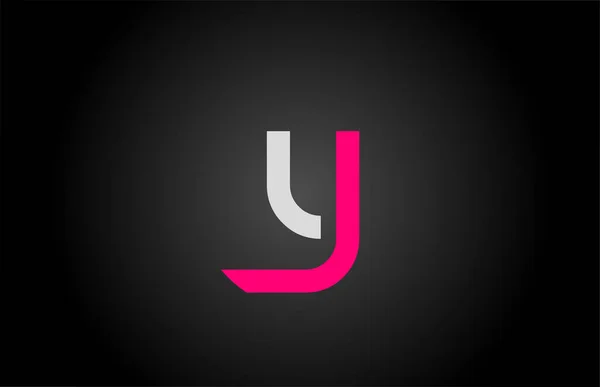 흰색 핑크 알파벳 Y 로고 아이콘 디자인 — 스톡 벡터