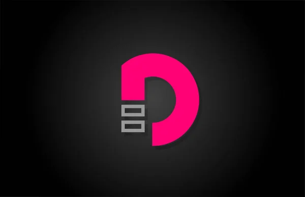 Alphabet D lettre en noir et rose pour le logo de l'entreprise icône design — Image vectorielle