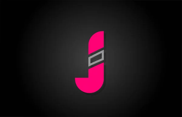 Alfabeto J letra en negro y rosa para el diseño del icono del logotipo de la empresa — Vector de stock