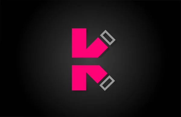 Alphabet K letter in black and pink for company logo icon design — Stock vektor