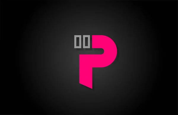 Alphabet P lettre en noir et rose pour le logo de l'entreprise icône design — Image vectorielle