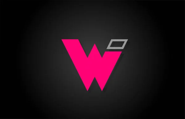Alfabet huruf W dalam warna hitam dan pink untuk desain ikon logo perusahaan - Stok Vektor