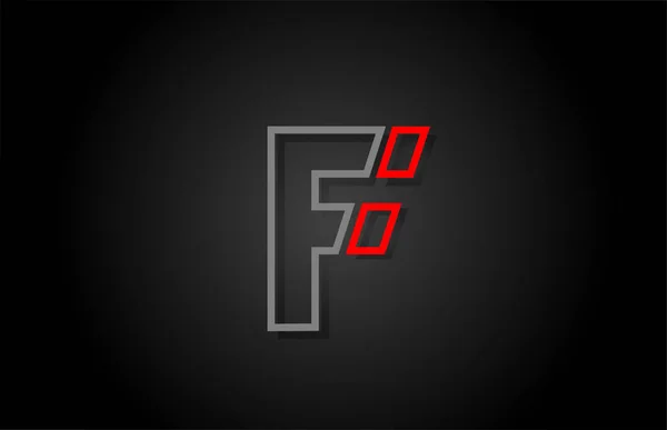 Abecední řádek F písmeno červená černá pro design ikon loga společnosti — Stockový vektor