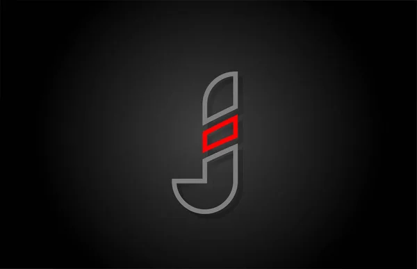 Abecední řádek J písmeno červená černá pro design ikon loga společnosti — Stockový vektor