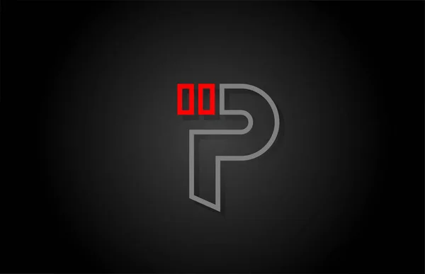 Ligne d'alphabet P lettre rouge noir pour logo de l'entreprise icône design — Image vectorielle