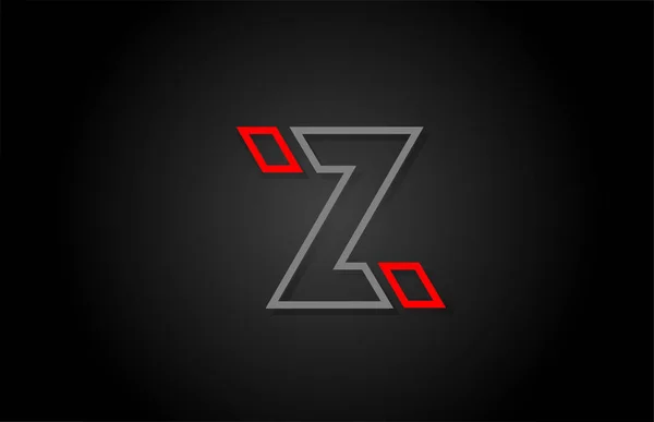 Alphabet line Z letter red black for company logo icon design — Stock Vector