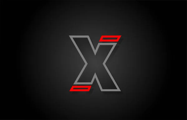 Ligne d'alphabet X lettre rouge noir pour logo de l'entreprise icône design — Image vectorielle