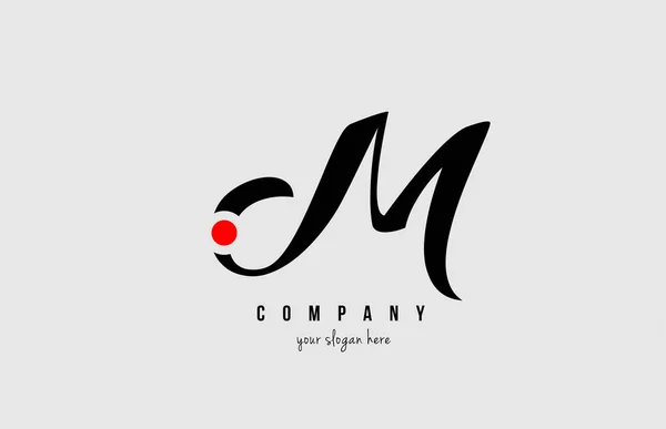 M black and white alphabet letter with red circle for  company l — 스톡 벡터