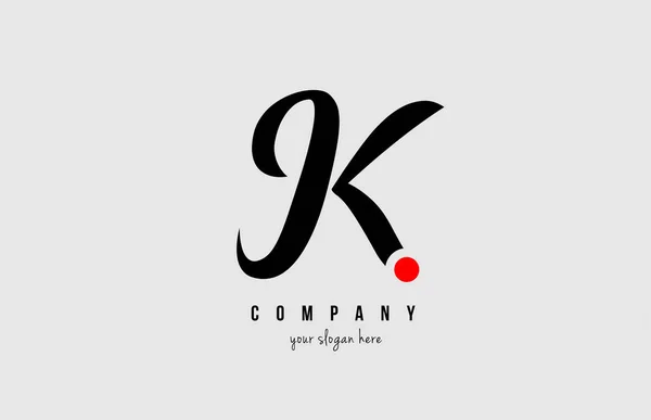 K lettre alphabet noir et blanc avec cercle rouge pour l'entreprise l — Image vectorielle