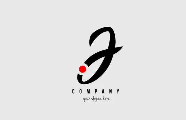 회사 L 을 위한 빨간 동그라미가 있는 J 검은 색 과 흰색 알파벳 글자 — 스톡 벡터