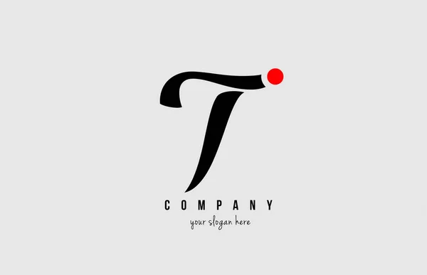 T black and white alphabet letter with red circle for  company l — Stock Vector