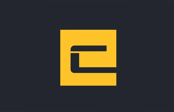 Amarelo quadrado simples letra C azul logotipo alfabeto para log da empresa — Vetor de Stock