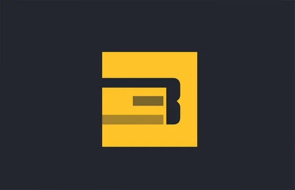 Amarelo quadrado simples letra B azul logotipo alfabeto para log da empresa — Vetor de Stock