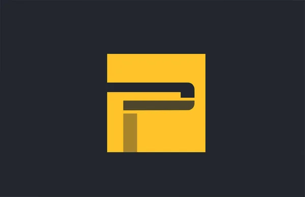 Жовта квадратна проста літера P синя абетка логотипу для журналу компанії — стоковий вектор