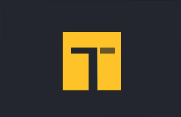 公司日志用黄方简单字母T蓝色标识字母表 — 图库矢量图片