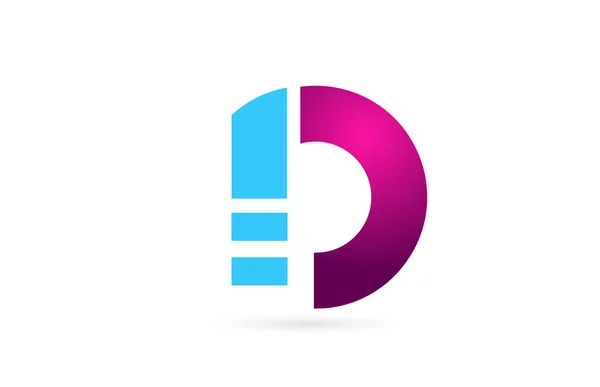 Letter D logo alfabet voor bedrijfslogo icoon ontwerp in roze blauw — Stockvector