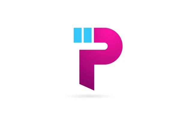 Lettera P logo alfabeto per l'azienda logo icona design in rosa blu — Vettoriale Stock