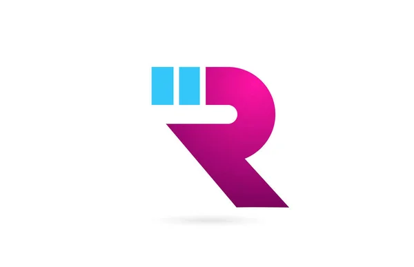 Letra R alfabeto del logotipo para el diseño del icono del logotipo de la empresa en azul rosado — Archivo Imágenes Vectoriales