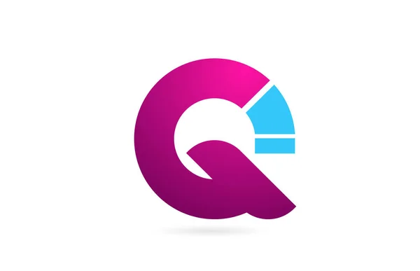 Letra Q alfabeto del logotipo para el diseño del icono del logotipo de la empresa en azul rosa — Archivo Imágenes Vectoriales