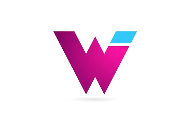 Letter W logo alphabet for company logo icon design in pink blue — Stock Vector