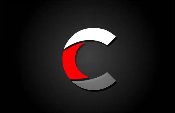 Logotipo de letra C alfabeto rojo blanco negro para el diseño del icono de la empresa — Archivo Imágenes Vectoriales