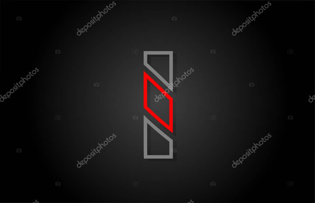 Alphabet line I letter red black for company logo icon design. Suitable for a corporate or business design