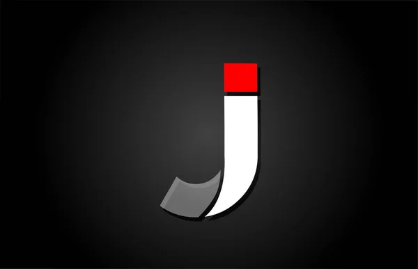 Logotipo de letra J alfabeto rojo blanco negro para el diseño del icono de la empresa — Vector de stock