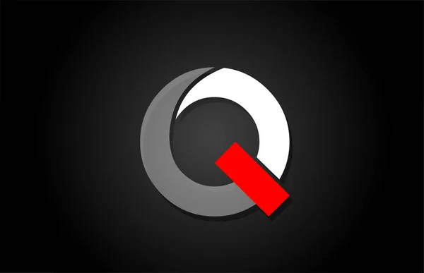 Rood wit zwart Q alfabet letter logo voor bedrijfsicoon ontwerp — Stockvector