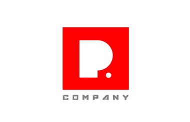 Şirket ve iş dünyası için nokta dizaynlı kırmızı beyaz P harf simgesi simgesi