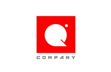 kırmızı beyaz Q harf simgesi simgesi şirket ve iş dünyası için nokta tasarımlı