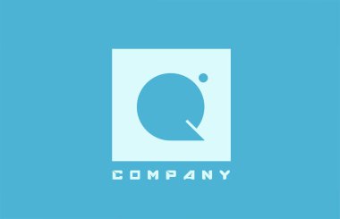 Şirket ve iş dünyası için nokta dizaynlı mavi beyaz Q harfi simgesi