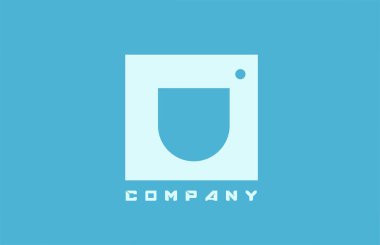 Şirket ve iş dünyası için nokta tasarımlı mavi beyaz U harfi simgesi