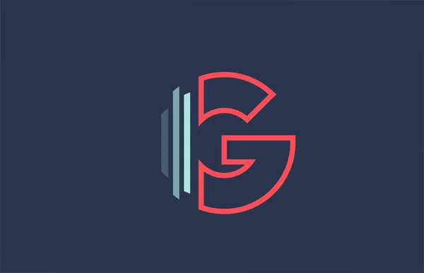 ビジネスやラインデザインの会社のための青い赤いGアルファベットの文字のロゴのアイコン — ストックベクタ